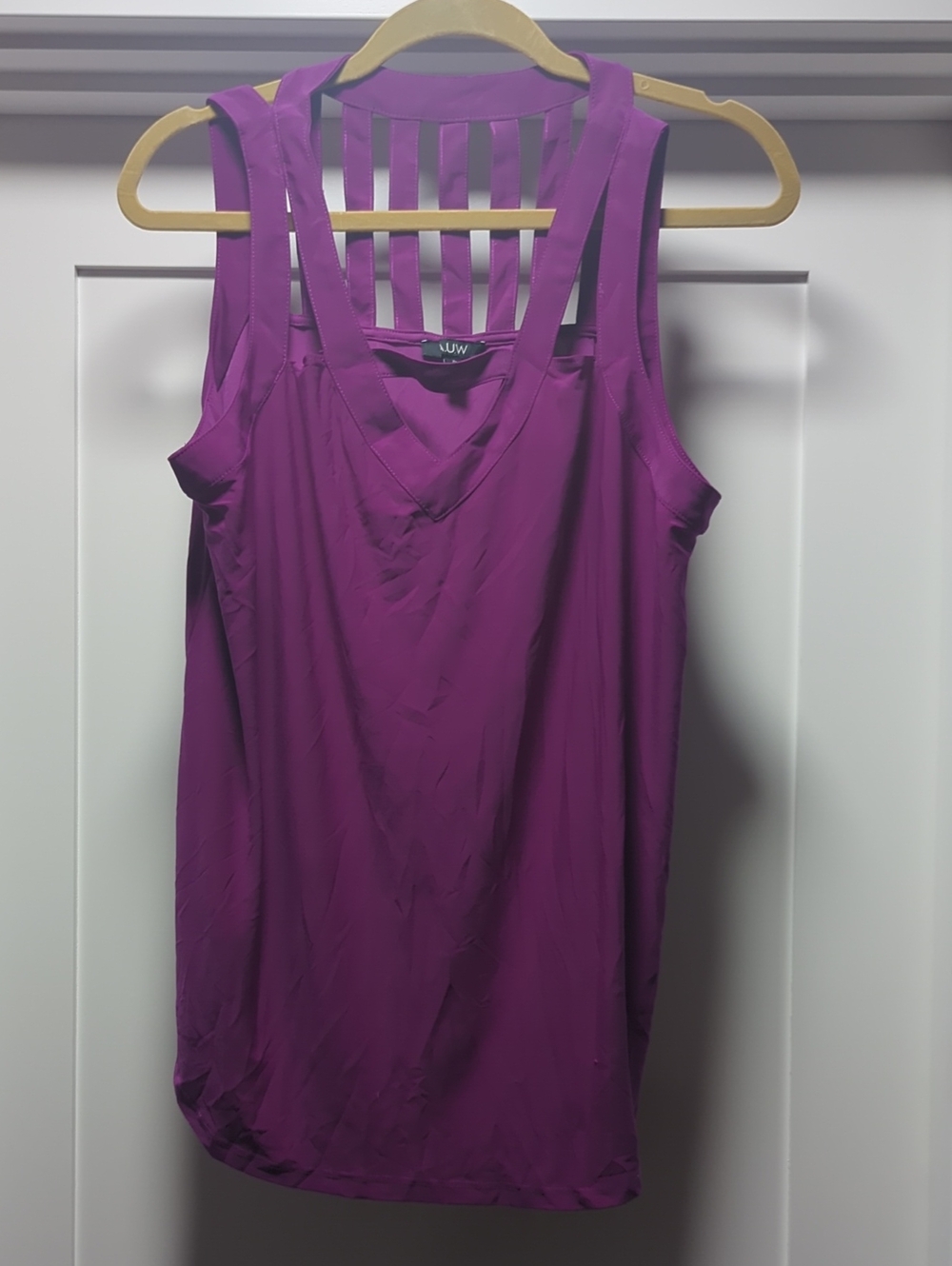 AUW Purple Strappy V-Neck Tank Top with Ladder Back